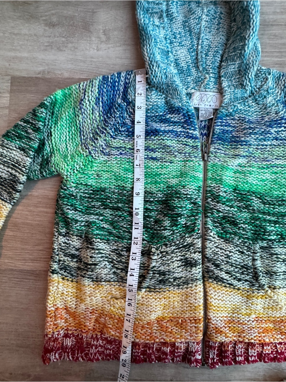 90s Rare Viral Free People Knit Rainbow Hoodie From Delia's Catalog Sz L - Picture 5 of 10